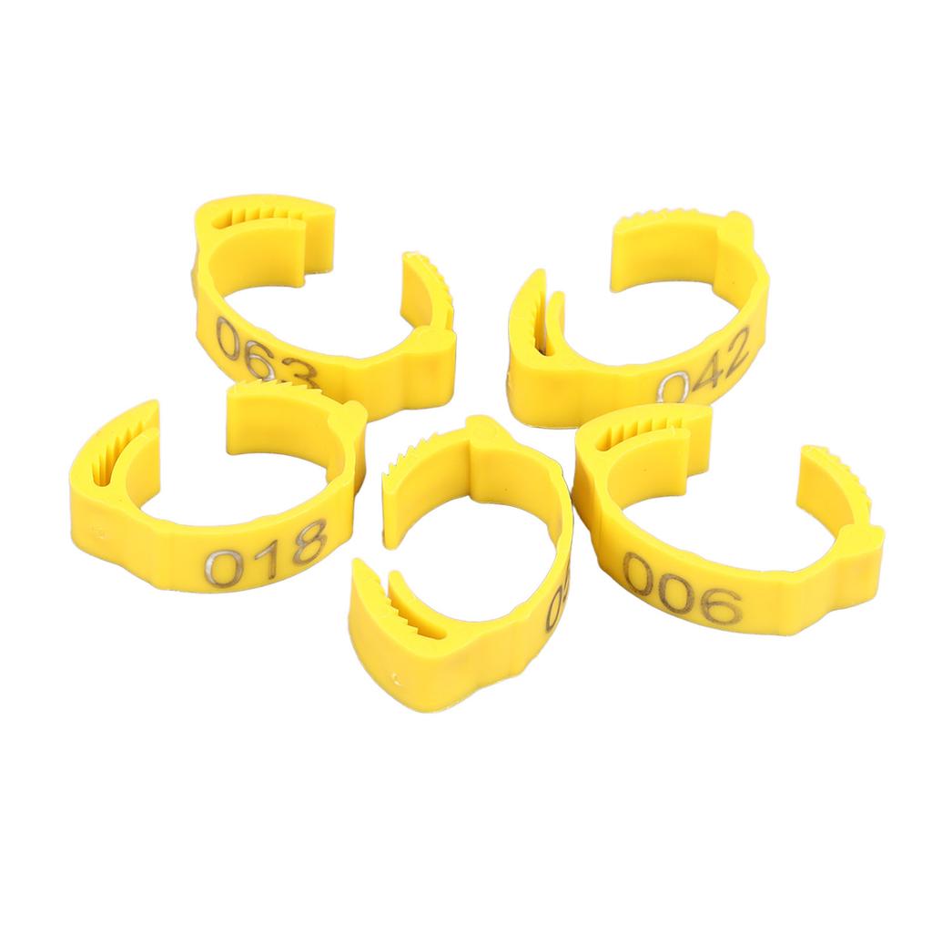 100 Stück Hühnerbeinringe Clip-On Leuchtende Farbe Robuster Kunststoff Nummeriert Geflügelbeinbänder für Vögel