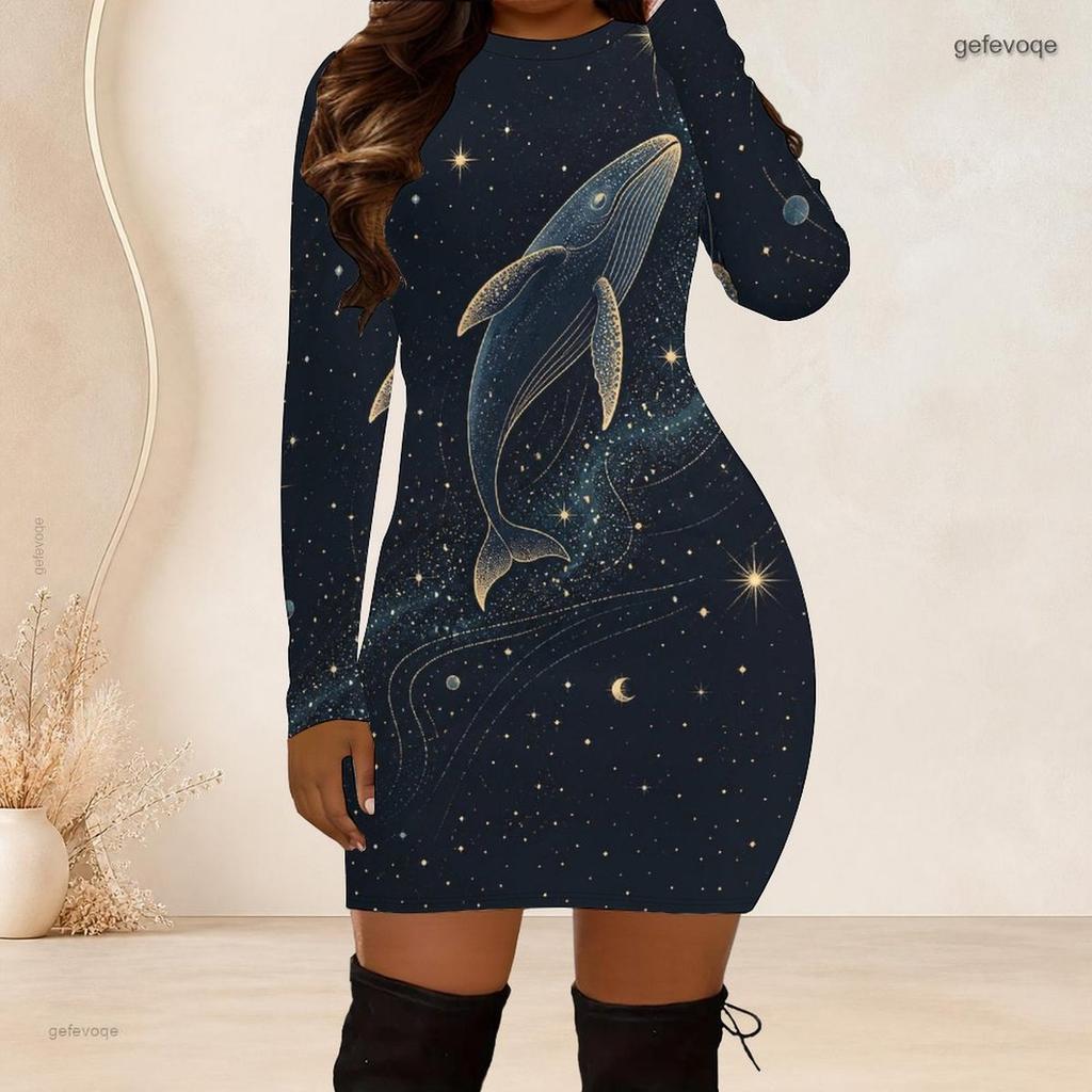 Plus Size Women Long Sleeve Slim Fit Bodycon Midi Dress Chic Daily Party Dress
