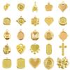 5pcs Geometric Cabochon Base Setting Tray Blank PVD Charm Heart Cross Flower DIY Stainless Steel Pendant For Jewelry Making Bulk