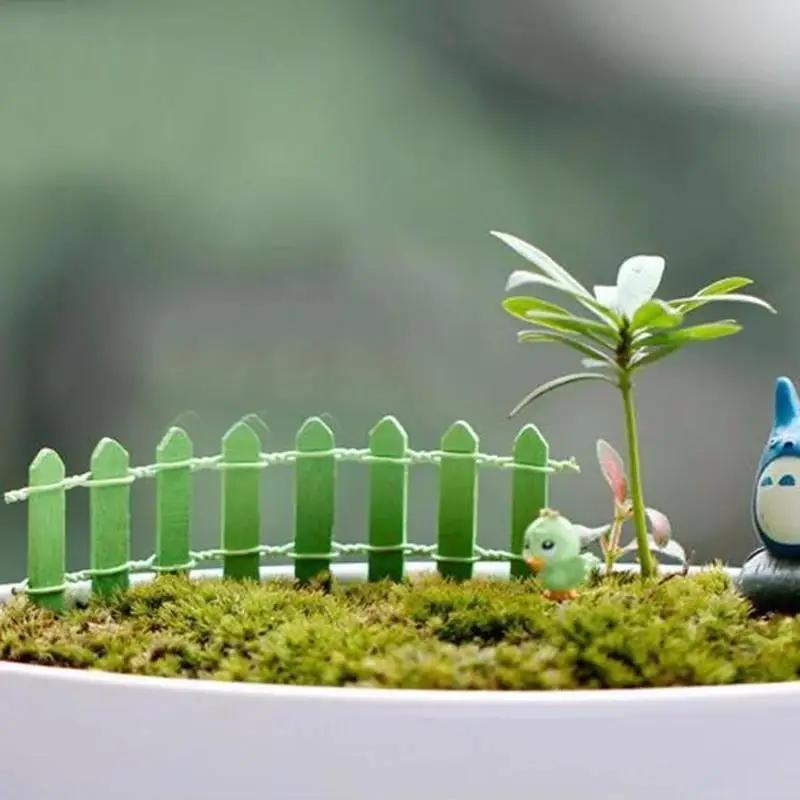 6 Pcs Hot Sale Moss Micro Landscape Decoration Fence Small Wood Fence Moss Fence Garden Supplies Random Color Home Ornaments