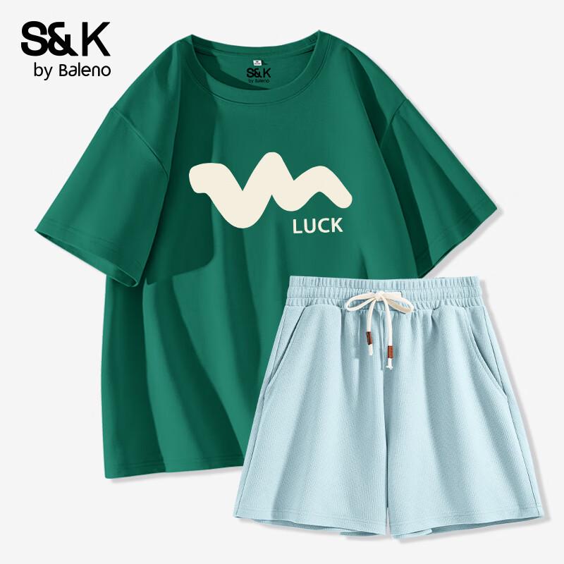 Baleno S&K Women's Pure Cotton T-shirt & Waffle Shorts Set