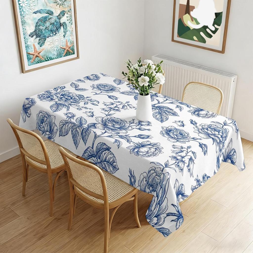 Retro French Country Style Rectangle Tablecloth for Table Decor Party Waterproof Reusable Table Cloth for Table Dining Room