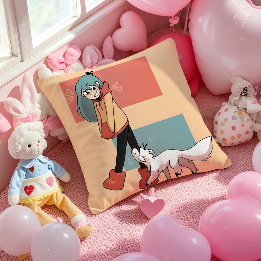 аниме H-Хильда мультяшная девушка Наволочка с принтом для Подушки на Гостиную Диван и Декор Спальни 12x12Inch