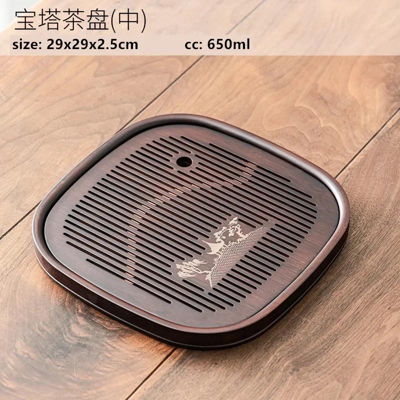 Home Rectangular Bamboo Tea Tray Tearoom Service Tray Tea Accessories Storage Type Tea Sea Living Room Retro Trays Decorative