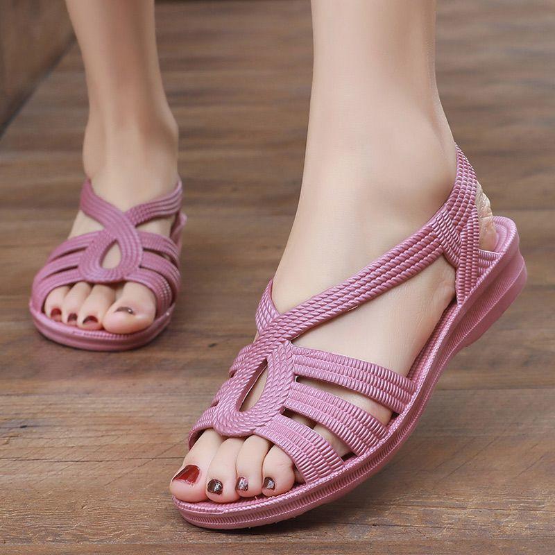 Sandals for Women, Summer New Style Fashionable Flat Heel Non Slip Wear-resistant Cool Slippers for Outdoor Wear