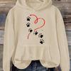 Women's Heart & Paw Print Casual Hoodie - Cozy Polyester Pullover
