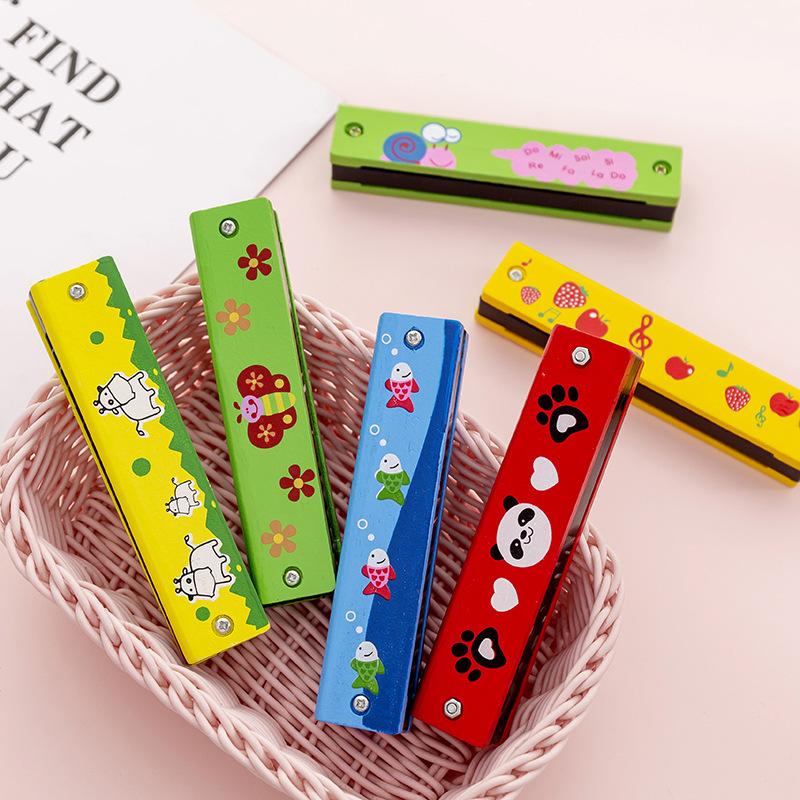 2/3pcs Children Wooden Harmonica Toys 16-Hole Musical Instrument Play for Kids Gifts Animals Painted Early Educational Toys TMZ