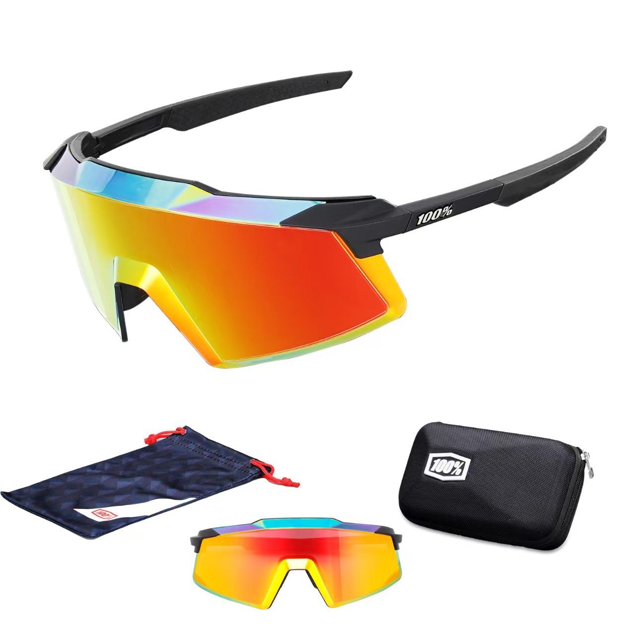 

New trendy European and American cycling glasses for men and women with colorful lenses, windproof sunglasses for outdoor mountain climbing and Black-framed colored eyeb