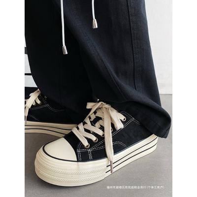 Herrenschuhe 2 neue lässige Schuhe mit dicker Sohle Studenten-Low-Tops atmungsaktives Rindsleder Wildleder Retro-Canvas-Schuhe Herren