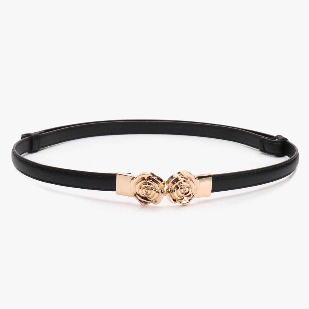 Womens Pu Leather Waist Belt With Silver Buckle For Casual Dress And Office Outfit