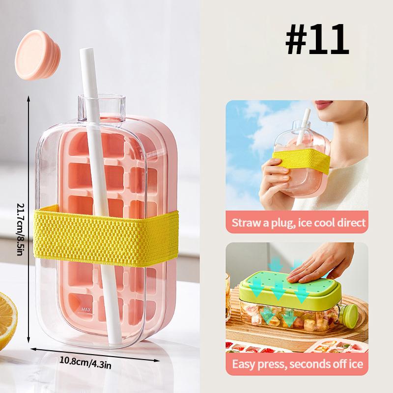 2-In-1 Ice Cube Water Bottle Portable Ice Maker Kettle Whiskey Ice Cream Ice Mold Cooler Cup Outdoor Fitness Drink Tool