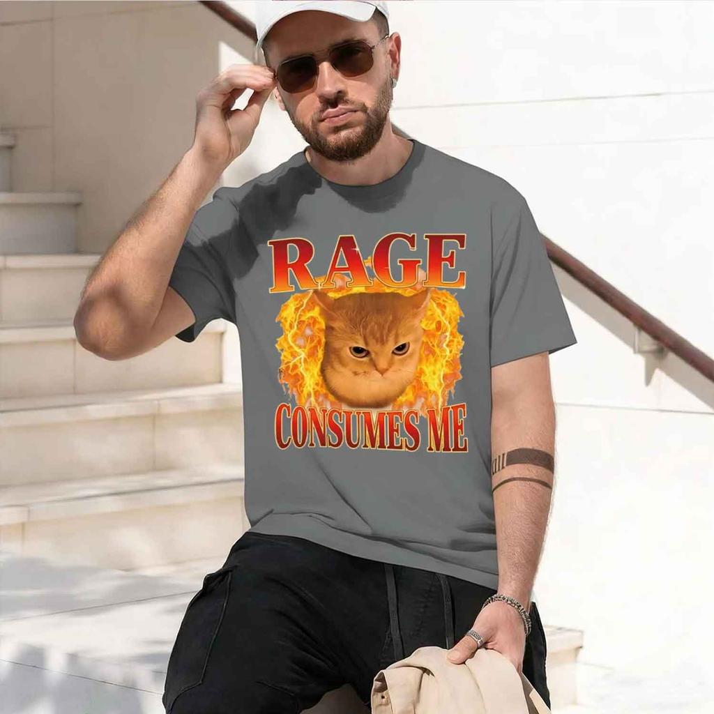 Funny T Shirt Rage Consumes Me Tshirt For Unisexs Unisexs Kitten Graph Tee Casaul Crewne Short Sve 2026 New Model Shortsleeve Crew