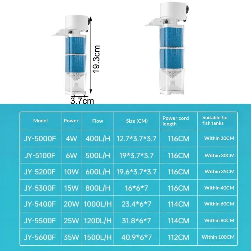6 In1 Aquarium Filter Pump Fish Tank Submersible Silent Air Oxygen Aerator Filter Internal Water Pump Aquarium Wave Maker 220V