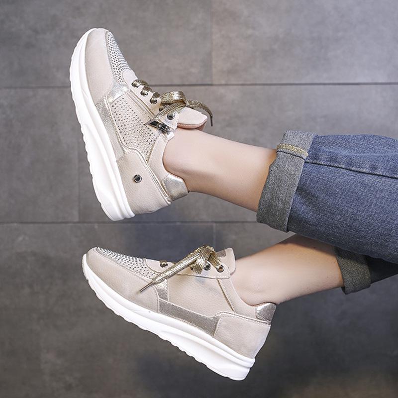 Plus Size Women's Side-Zip Casual Sneakers: Korean Trend Four-Season Shoes