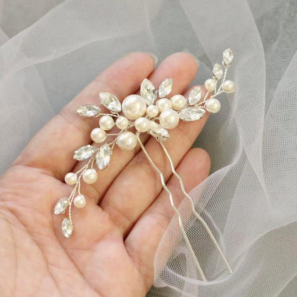 European & American Pearl Bridal Updo Hairpins – White U-shaped Wedding Accessories
