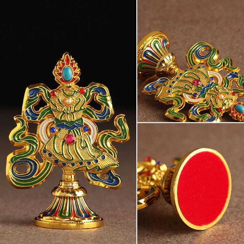 8 Pcs Painted Tibetan Engraved Eight Treasures Auspicious Statue Tantric Alloy Handicraft Buddhism Home Gift Desktop Decorative