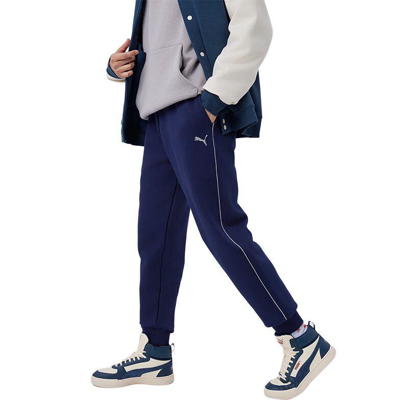 Puma Essential Sweatpants With Logo Embroidery Design Casual Breathable Drawstring Mid Waist Sports Long Pants Men Bottoms Navy-Blue 686083-06