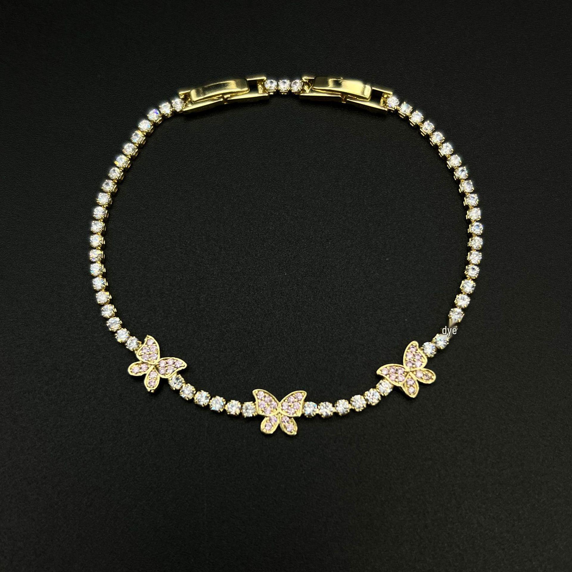 Женский Роскошный Браслет с Бабочкой и Цирконами, с Головой Леопарда - Искрящийся Высококлассный Стиль