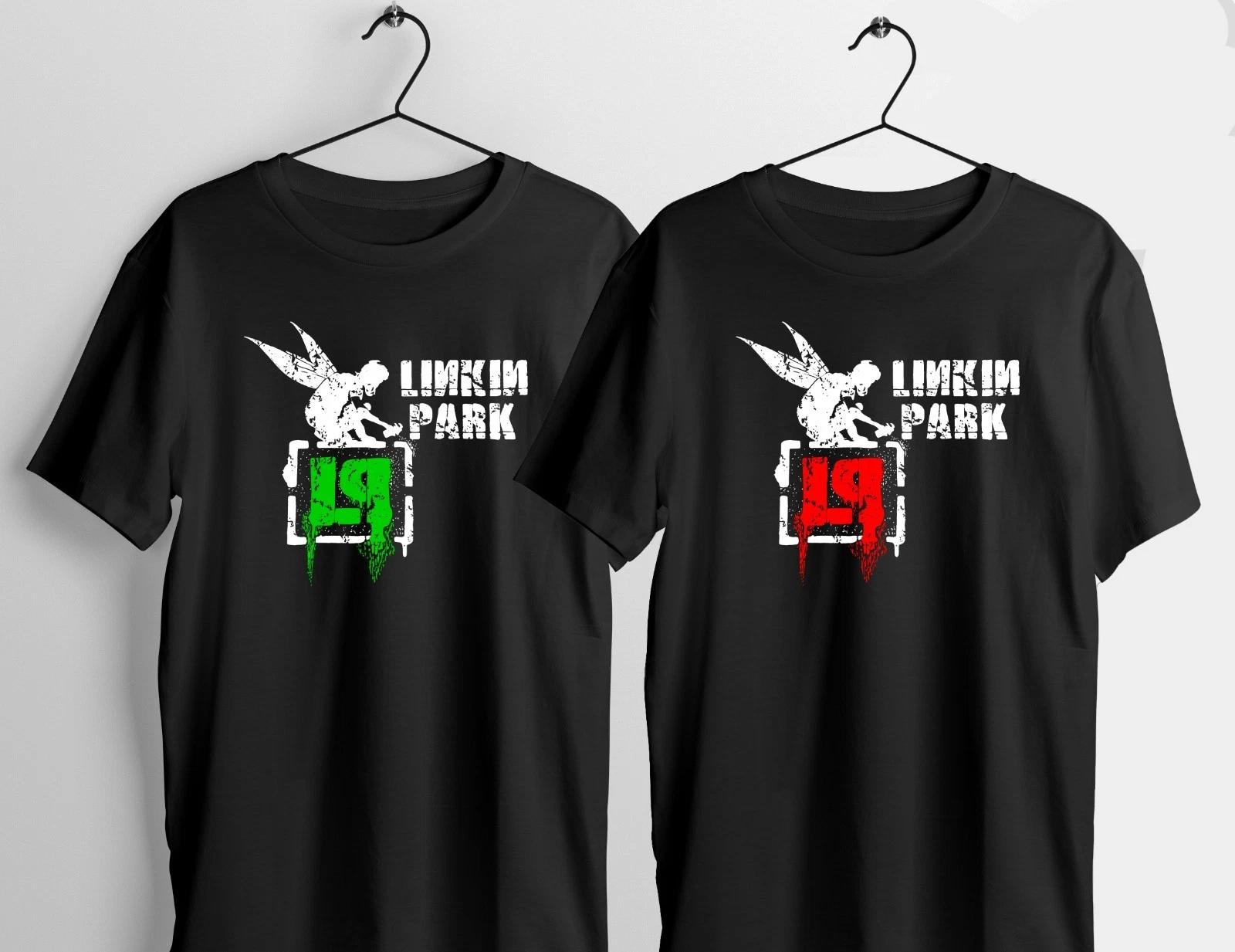 Linkin Park graffiti man Black T-Shirt light polyester - nu metal fans tee L