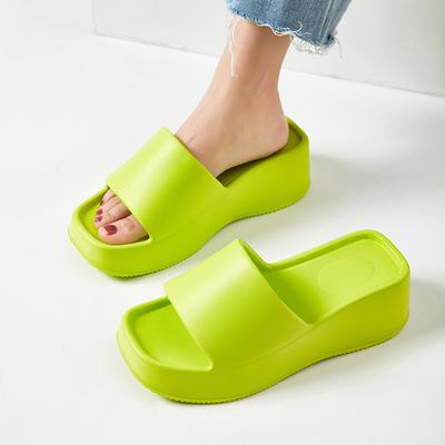 Summer Fashion Thick Sole Wedge Heel Slippers for Women Outdoor Indoor Eva Slides Woman Lightweight Non Slip Bathroom Flip Flop