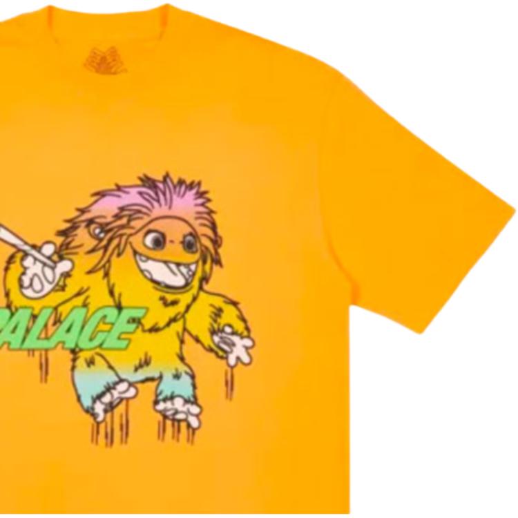 Palace FW21 Large Up T-Shirt Light Orange Cartoon Print Crew Neck Short Sleeve Unisex T-Shirt PAL-FW21-459