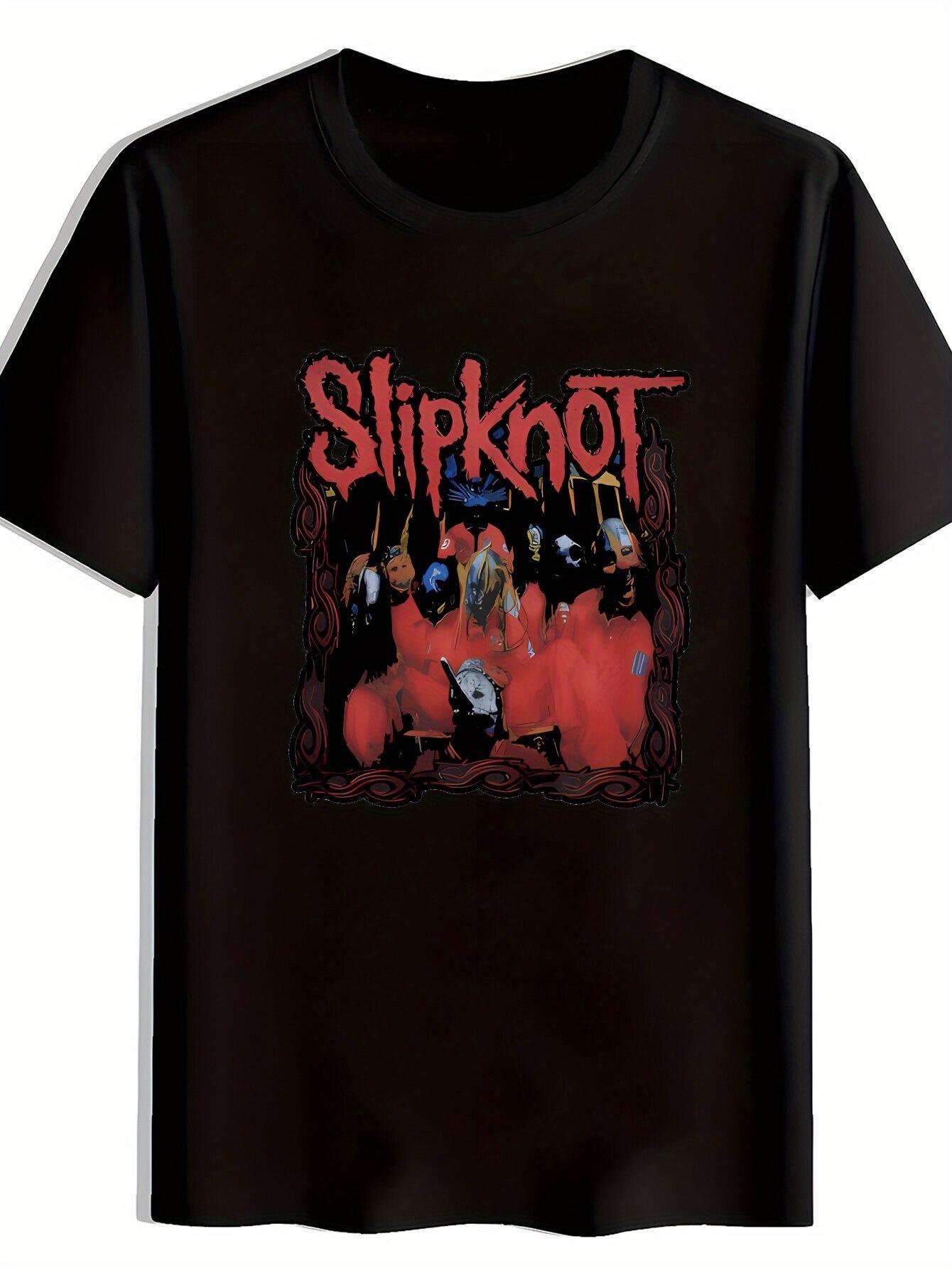 Slipknot Graphic T-shirt - Black Crew Neck Short Sleeve Tee with Bold Rock Band Print XXXXL