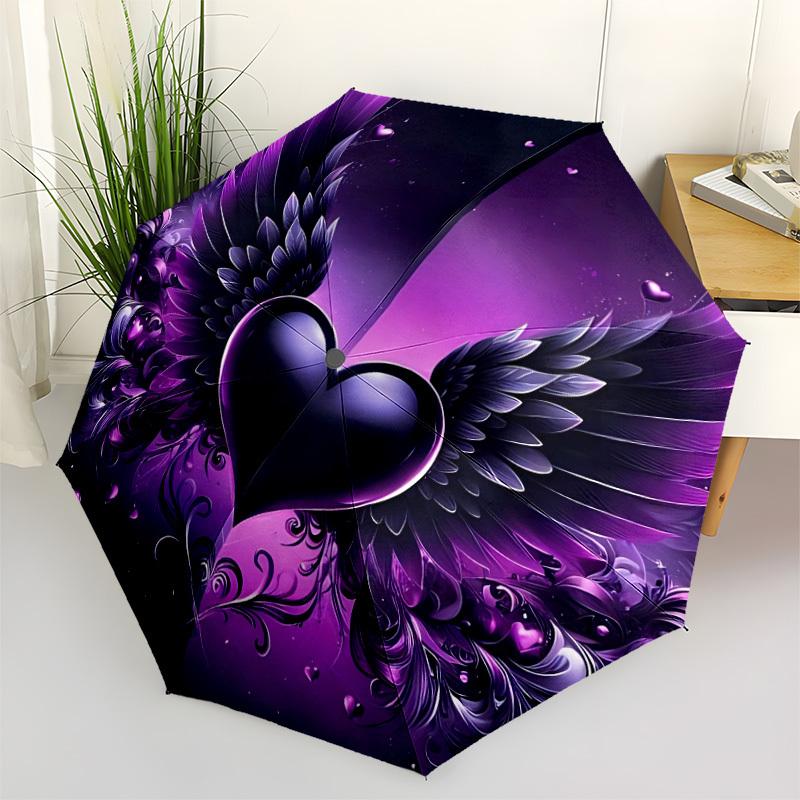 1pc HeartWings Automatic Open/Close Umbrella Compact Folding Umbrella, All-Season Portable Umbrella for Women/Men094
