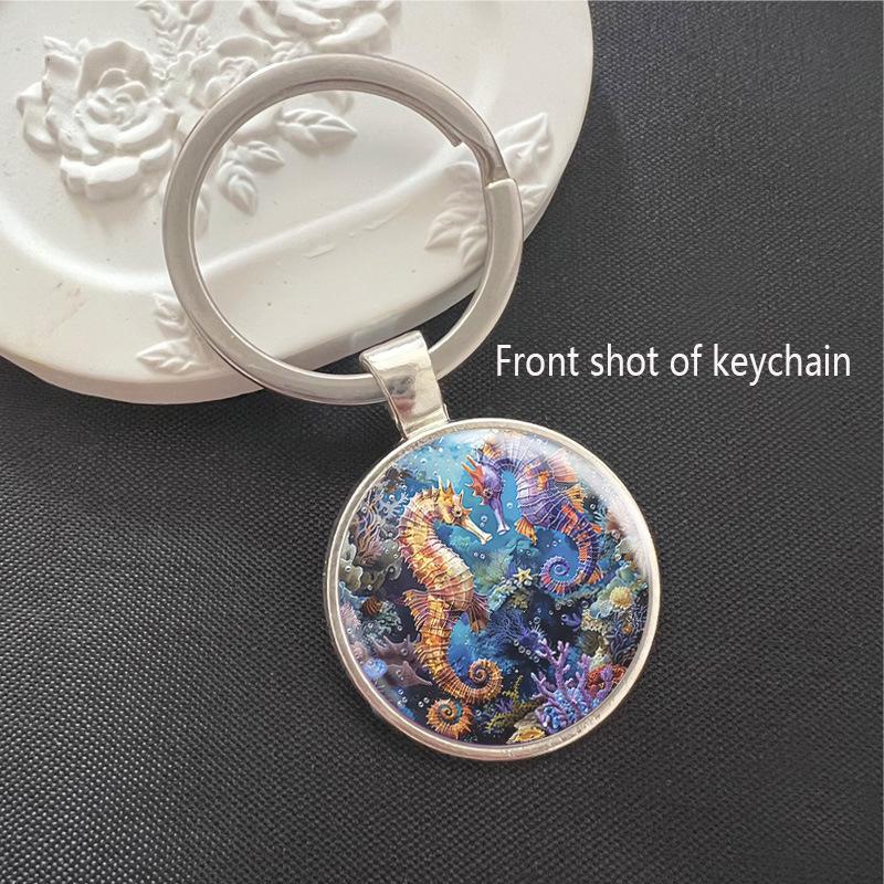Seahorse Colorful Marine Time Gem Keychain Ornament