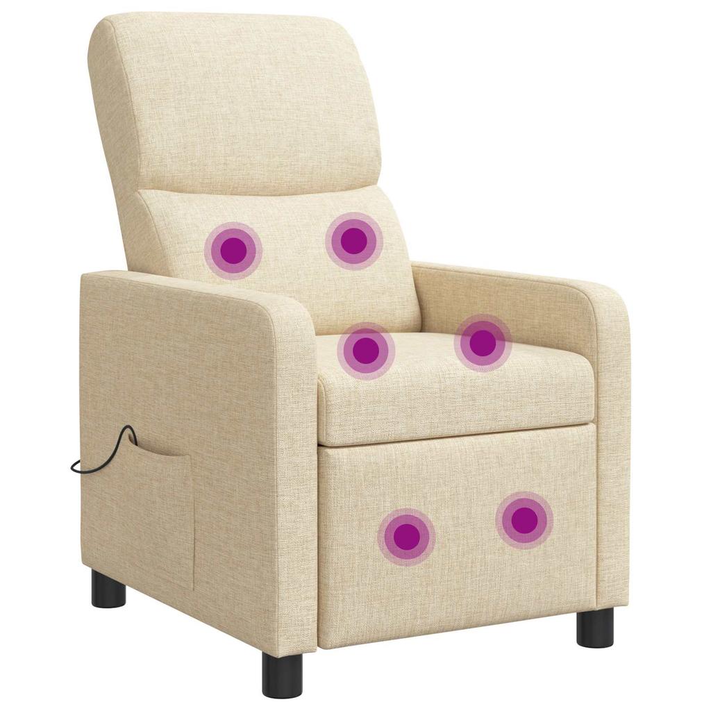 Massage Recliner Chair Cream Polyester