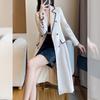 Women's Khaki Trim Long Trench Coat