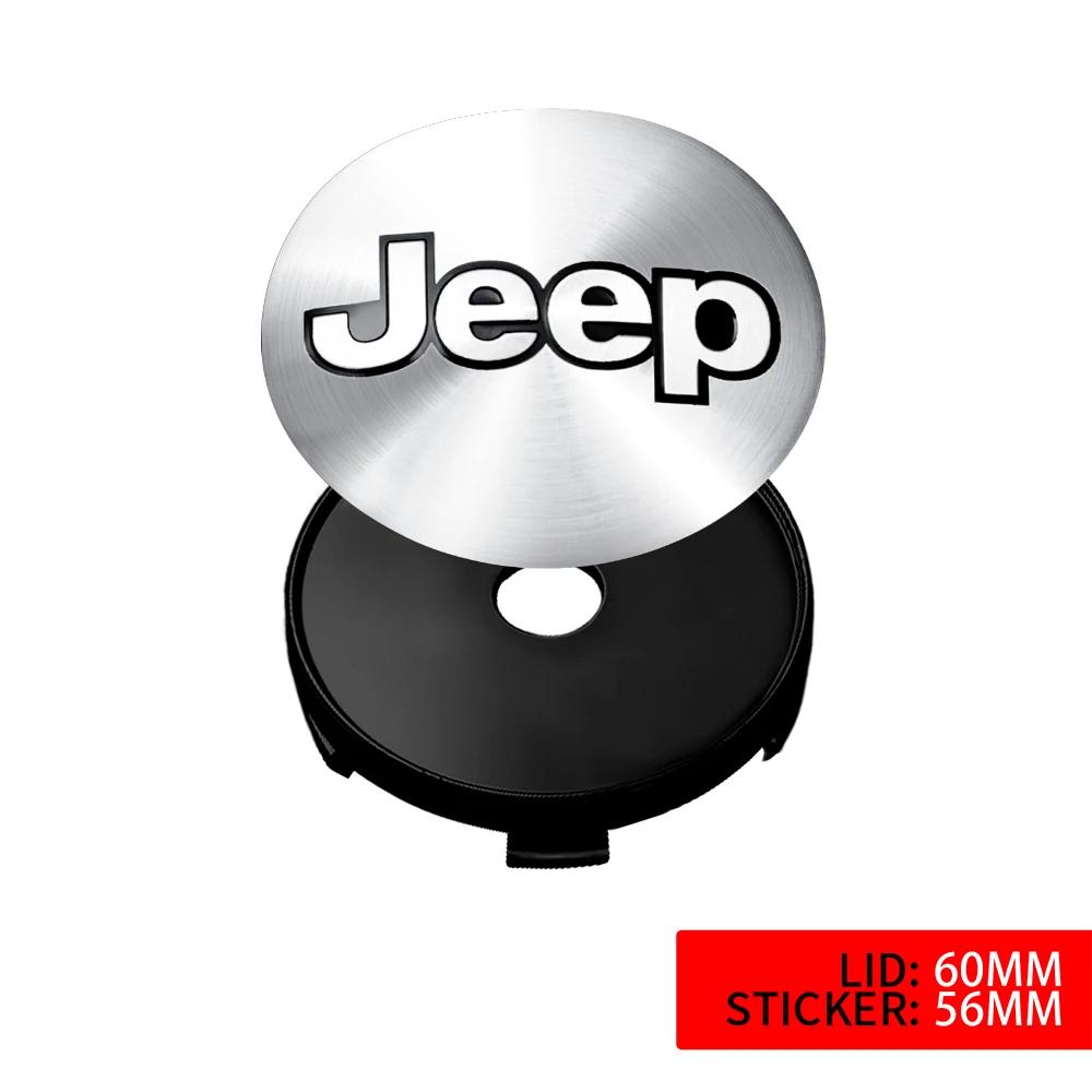 Pro Jeep 4ks 56/60mm Krytky středových krytů kol automobilu Samolepky Znak Pro Jeep Renegade Wrangler jk Compass Gran