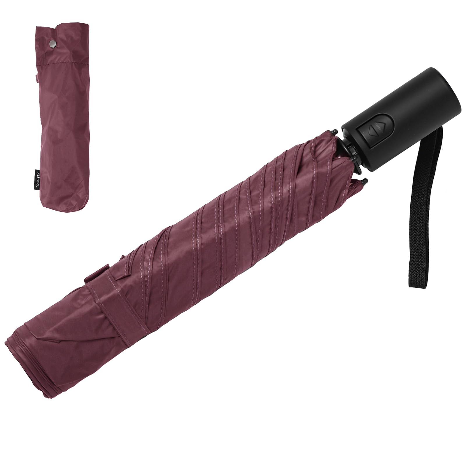 

KIZAWA Folding Automatic Super Perfect for the Rainy and with Protection Umbrella, Lightweight, Open/Close, Water-Repellent, Wind-Resistant, Compact,
