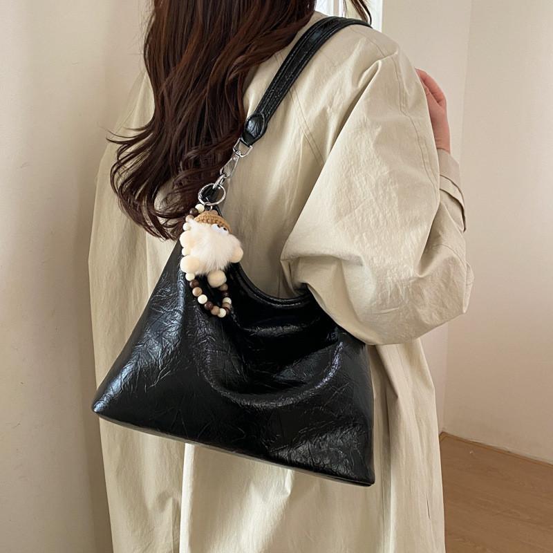 Classic Pu Leather Handheld Bag For Daily Use With Inner Zipper Pocket