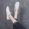 2026 Spring Women's Handmade Top Layer Cowhide Lace-up Soft Sole Genuine Leather Flat Shoes