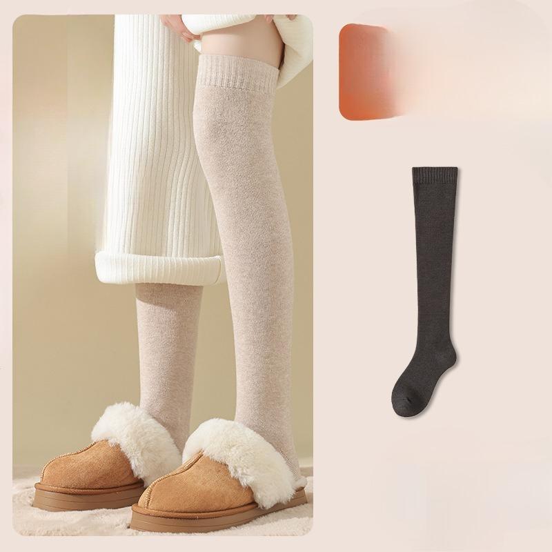Cashmere Knee-high Women's Autumn and Winter Socks with Thickened Fleece and Anti-slip High-top Warm Loops
