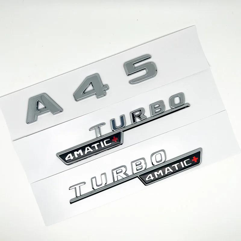 3D ABS Glossy Black Car Fender Badge Turbo 4MATIC Sticker Rear Trunk AMG Emblem A45 Logo For Mercedes Benz A 45 AMG W176 W177 RM1