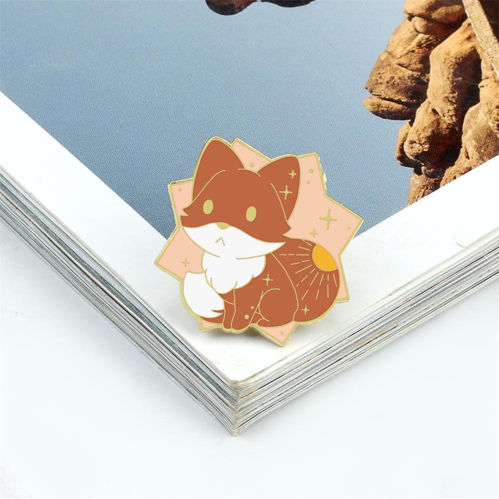 

Cute Animal Couple Foxes Brooch Cartoon Sky Moon Sun Star Lapel Pins Creative Backpack Denim Badge Jewelry Gift for Kids Friends