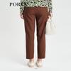 PORTS Women's Cocoa Dark Brown Tapered Casual Pants