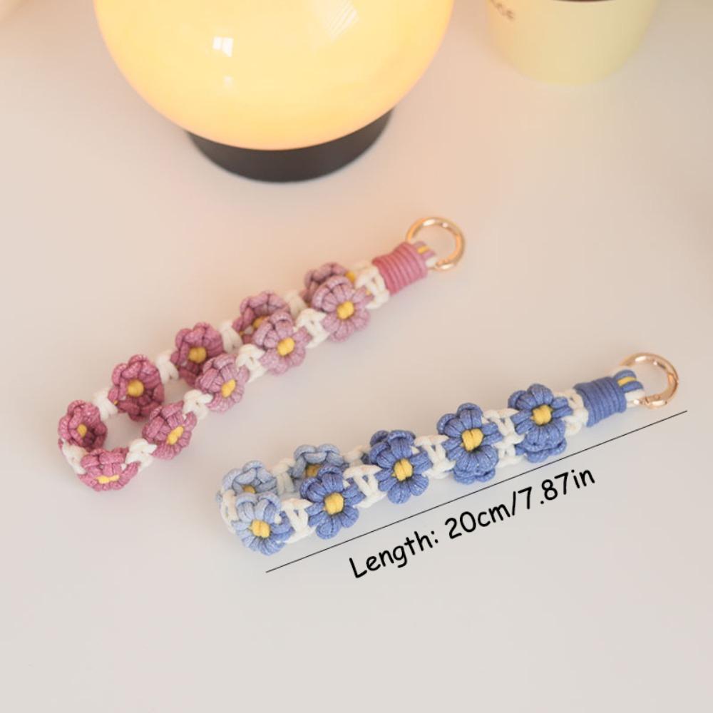 Cellphone Strap Lanyard Daisy Flower Keychain Keyring Wrist Lanyard Bracelet  Girls