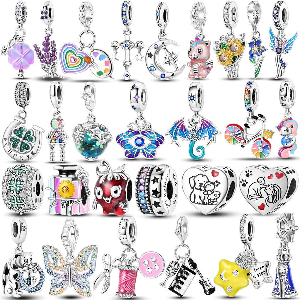 Colorful Zirconium Charms Bead Copper Dragon Butterfly Dangle Fit Bangle Bracelet Necklace Diy Jewelry Marking