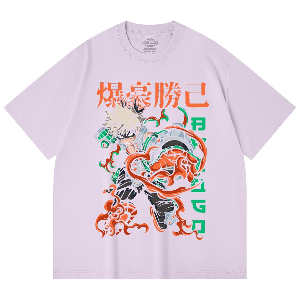 230 Gsm 100% Cotton My Hero Academia V14 Bakugo Print Unisex Heavy Cotton T Shirt