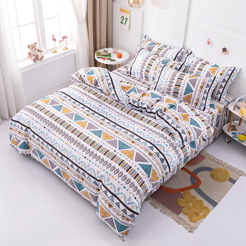 Boho Geometric Soft Duvet Cover Quen Sized Dimensions - 3 Piece Farmhouse Aztec Stripe Patern Print Microfiber Warm Comforter Cover Soft Beding Set