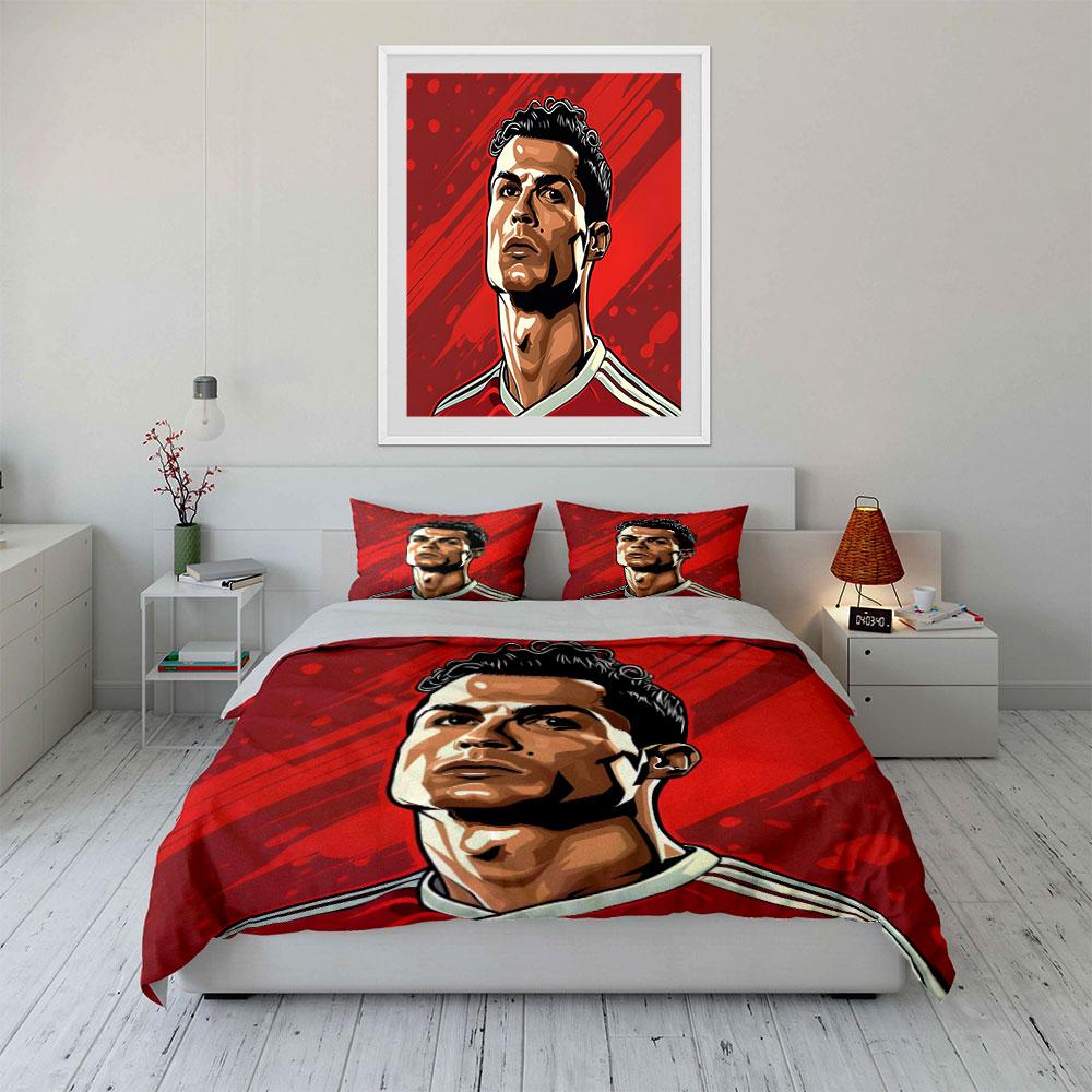background, illustrated player portrait. Bedding sets Duvet cover sets Duvet covers Pillowcases(1* Duvet Cover 2* Pillowcases without duvet insert)