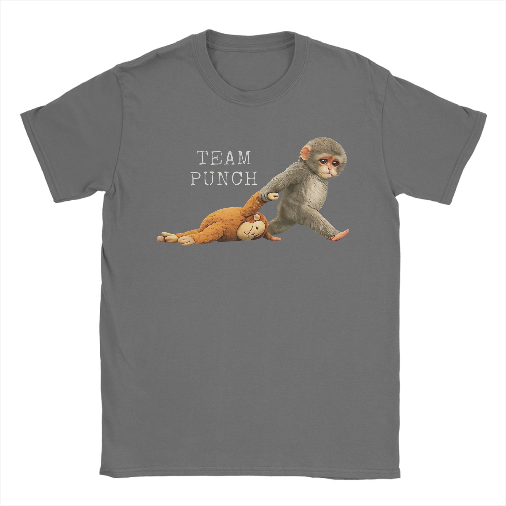 

Team Punch Punch the monkey Baby Monkey Holding Plush Toy Tee Shirt for Men Women Printed T Shirts 100 Cotton Clothing 4XL