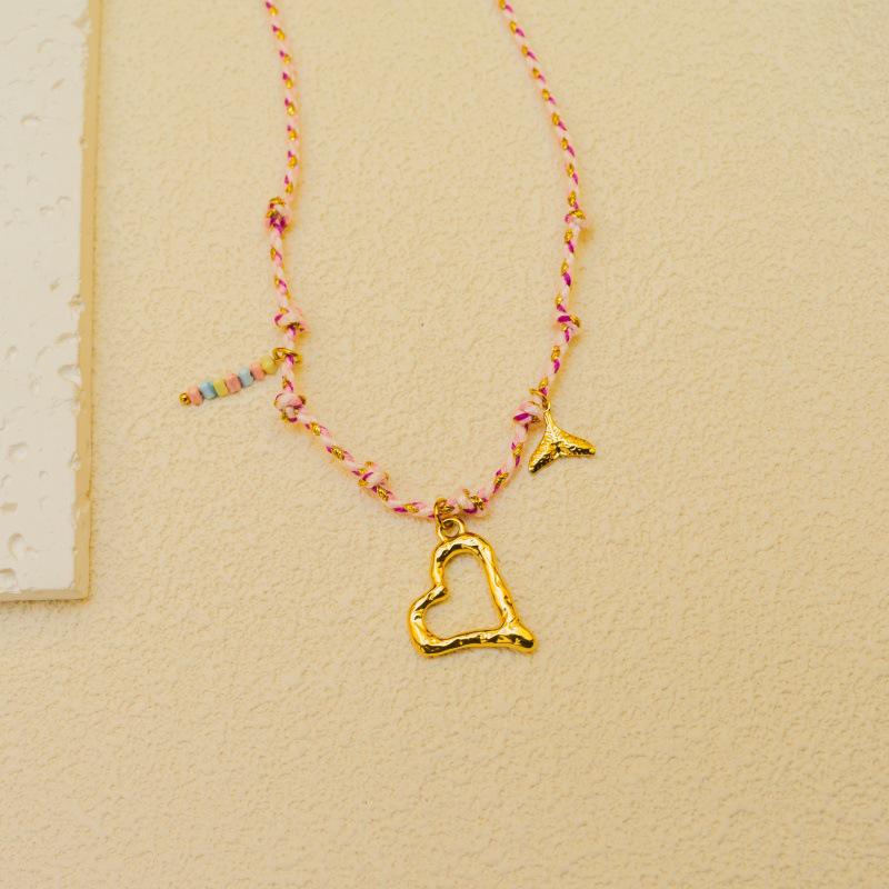 European & American Design Dopamine Color Rope Necklace with Ocean Series Pendant