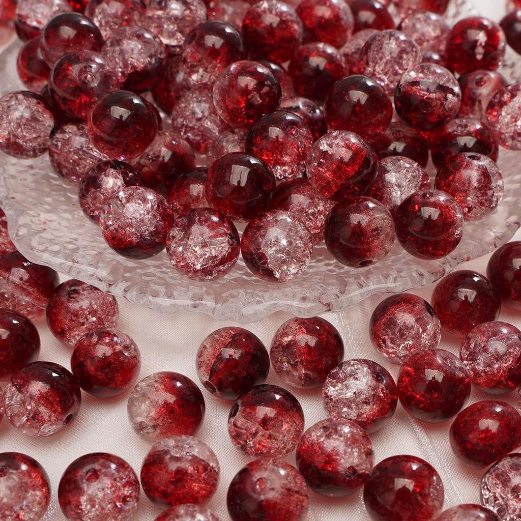 8/10mm Crackle Glass Beads for DIY Jewelry - Round Beads for Bracelets & Necklaces