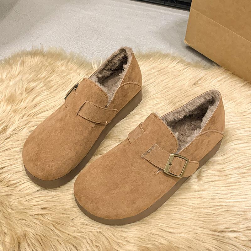 Women's Large Size Soft Sole Heightening Winter Warm Fur One Snow Boots Padded Lined Ankle Boots Anti-slip Hiking Casual Sports Cotton Shoes