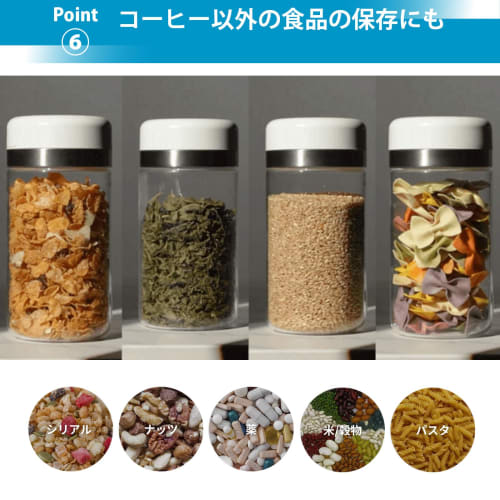 SHELBRU Glass Vacuum Sealed Storage Canister, One-Push Operation (15 Seconds), Perfect for Coffee Beans, Gift (White, Single Item, Color Box)