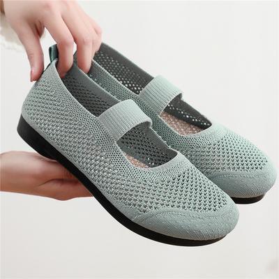 Summer New Old Beijing Cloth Shoes Hollow One-pedal Mother Shoes Breathable Shallow Mouth Flat Bottom Casual Middle-aged and Elderly Shoes