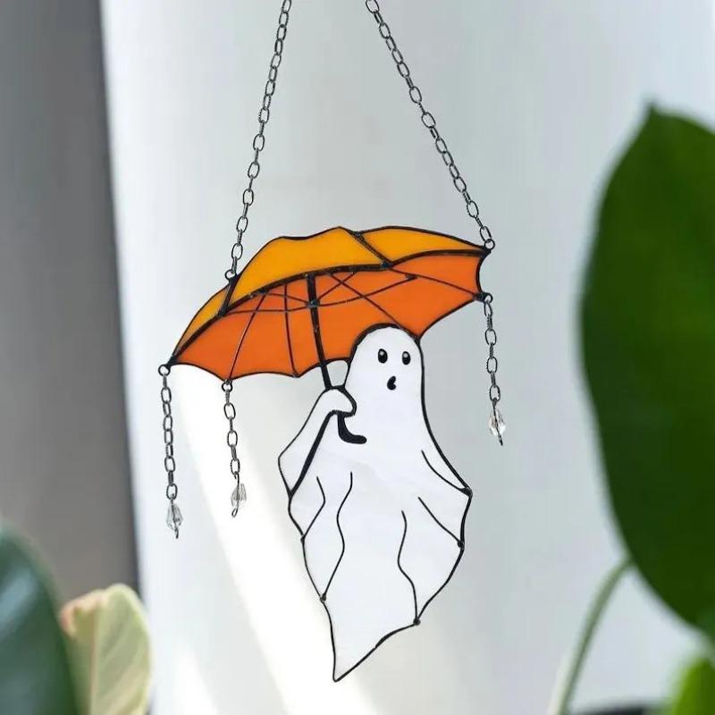 Mysterious Umbrella Ghost Acrylic Halloween Decoration Sun Catcher Pendant Hanging Decoration Home Atmosphere Decoration